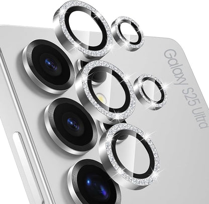 Tensea (3+2PCS Compatible with Samsung Galaxy S25 Ultra Camera Lens Protector, 9H Tempered Glass Camera Cover Screen Protector Metal Individual Ring [Installation Tray][Case Friendly]