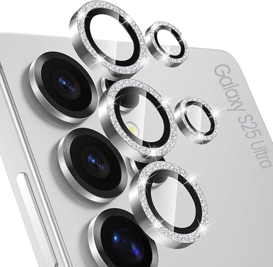 Tensea (3+2PCS Compatible with Samsung Galaxy S25 Ultra Camera Lens Protector, 9H Tempered Glass Camera Cover Screen Protector Metal Individual Ring [Installation Tray][Case Friendly]