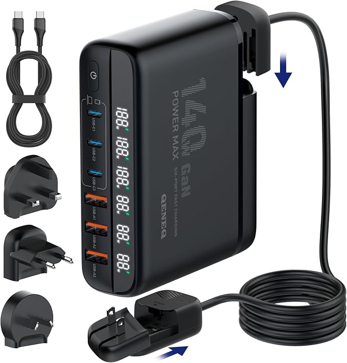 GaN 140W six port USB-C charging hub