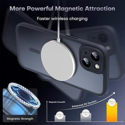 TOCOL Magnetic for iPhone 13 Case, Upgraded Full Camera Protection, Compatible with Magsafe, Drop Protection, Translucent Matte Back Bumper Phone Cover 6.1-Inch (Black)