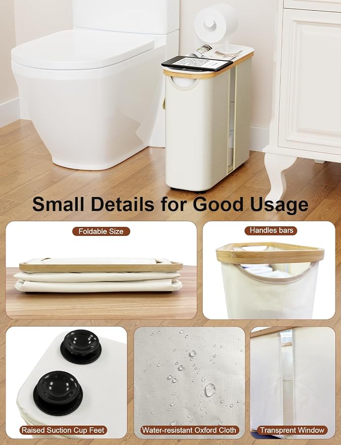 TAZENI Toilet Paper Storage Basket Holder Holds 9-12 +1 Rolls Elegant Multi-Functional Bathroom Toilet Paper Holder Stand Storage Organizer Waterproof with Tray Hold Phone Wet Wipes Beige