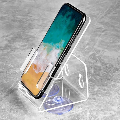 Bath&Shower Cell Phone Stand Holder-Handset Bracket-Suction Cup Bracket -Suction Cup Holder, Holder's Tray Mounted with Two Strong Suction Cups Suit for Most Cell Phones