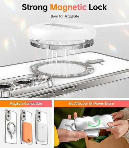 Meifigno Designed for Samsung Galaxy S25 Edge Case, [Compatible with MagSafe] [2X Screen Protectors] [Glitter Card & Wrist Strap] Surround Raised Lens Protection Slim Case for S25 Edge 6.7", Silver