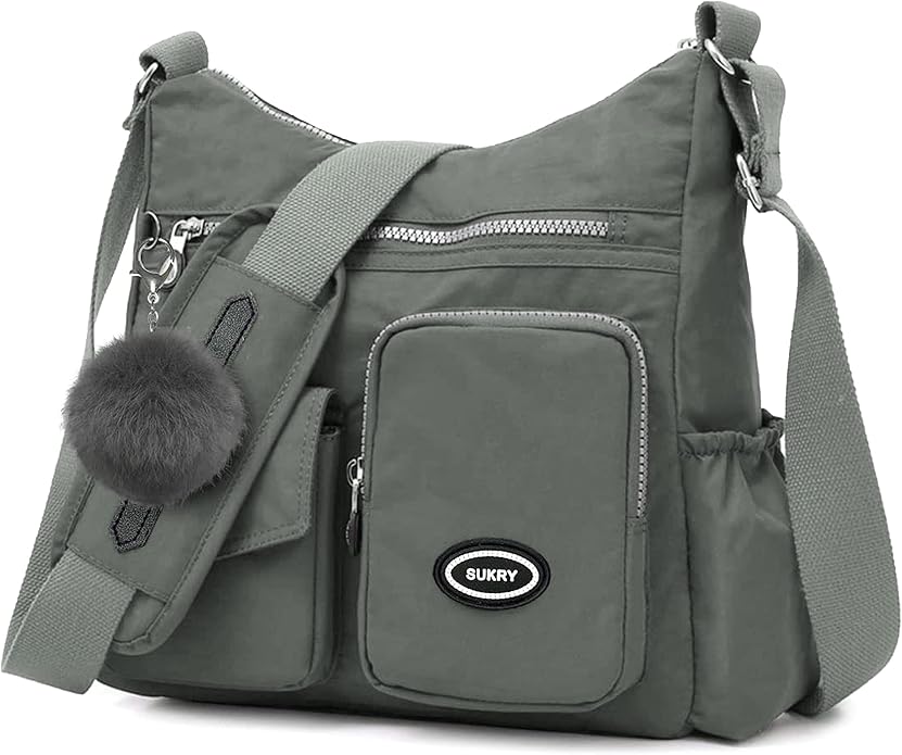 SUKRY Nylon Crossbody Bag for Women with Anti theft RFID Pocket, Waterproof Shoulder Bag Travel Purses and Handbag