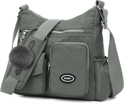 SUKRY Nylon Crossbody Bag for Women with Anti theft RFID Pocket, Waterproof Shoulder Bag Travel Purses and Handbag