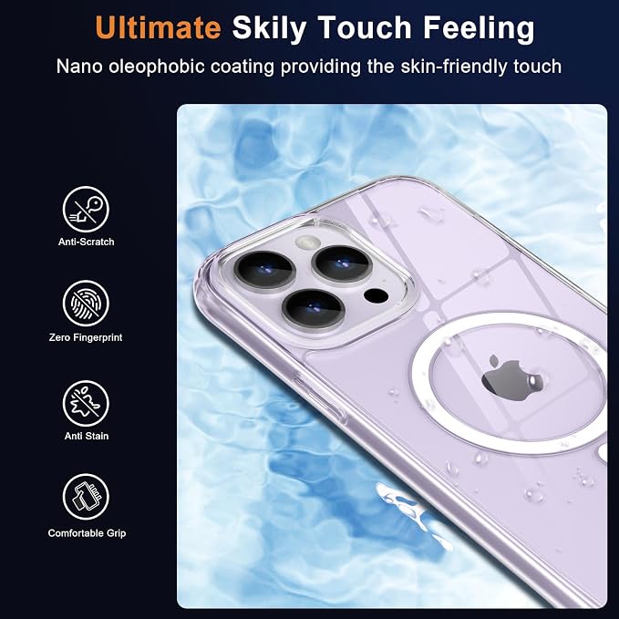 MOCCA Strong Magnetic for iPhone 13 Pro Max Case,[Compatible with Magsafe][Glass Screen Protector+Camera Lens Protector] Slim Thin Shockproof Cover Phone Case for iPhone 13 Pro Max 6.7", Clear