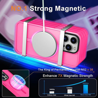 MOCCA Strong Magnetic for iPhone 15 Pro Max Case, [Compatible with Magsafe][13FT Military Drop Protection] Slim Translucent Matte Shockproof Case for iPhone 15 ProMax Case 6.7'' - Hot Pink