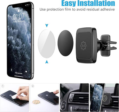 WixGear Magnetic Phone Car Mount, [2 Pack] Air Vent Car Phone Mount Holder, Phone Holder for Car with Twist-Lock Base, Compatible with All Smartphones