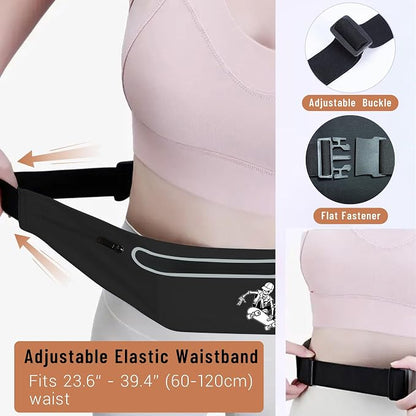 Skull Slim Running Belt for Cell Phones Adjustable Black fanny packs for women,Skeleton Hand Skateboard Running Bag Waterproof Reflective with 3 Pouches,Waist Pack Bag for Jogging Cycling Hip Hop