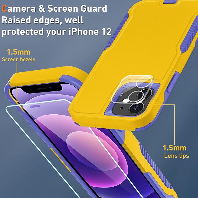 Xmon for iPhone 11 Magnetic Case [Compatible with MagSafe] Tempered Glass Screen Protector with Camera Lens Protector Phone Case Cover for Apple iPhone 11 (Magnetic Yellow)