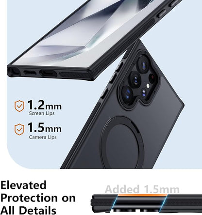 for Samsung Galaxy S24 Ultra Case, Magnetic Adjustable Ring Stand [Fit for Magsafe], [Military-Grade Shockproof Protection] Phone Case for S24 Ultra Case with Kickstand&Ring Holder (Black)