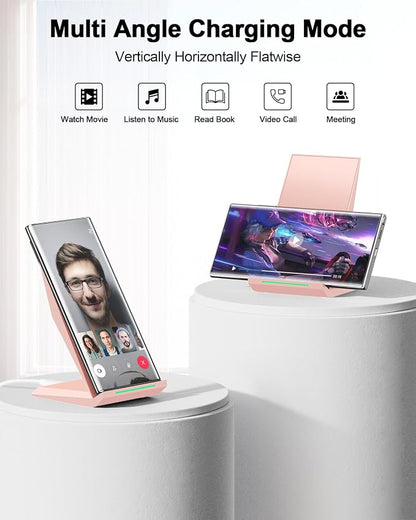 Wireless Charger with USB C Phone Charger, Charging Stand with 20W PD Adapter Compatible with iPhone 17/17 Air/16/15/14/13/12, Phone Charging Dock for Samsung Galaxy S26/S26+/S25/S24/S23/S22/S21
