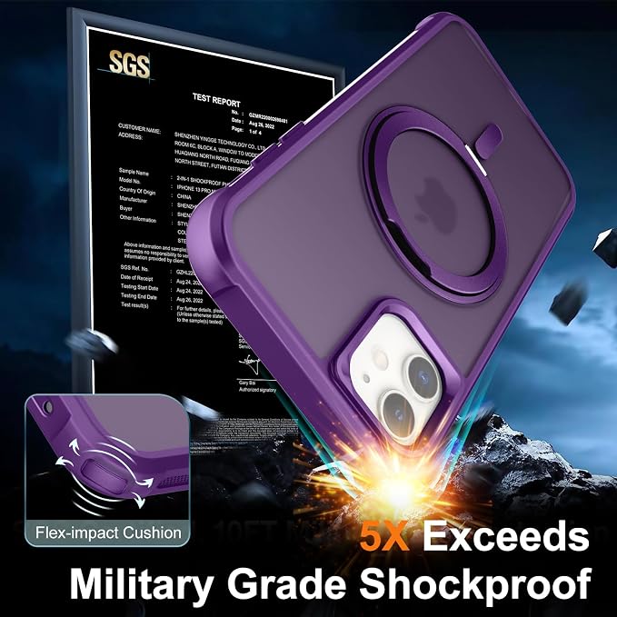 360° Magnetic Swivel Ring for iPhone 11 case, Built-in Metal Stand and Ring Holder, Magsafe Compatible, Military Grade Protection, Shockproof - Purple