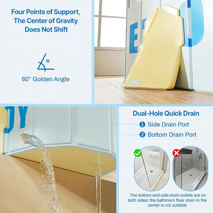 Portable Foldable Bathtub, Freestanding Bathtub No Installation, Bathroom SPA Soaking Bath Tub, Shower Stall Collapsible Hot & Ice Bath Tub (Light Blue, 47.2"L x 21.6"W x 19.6"H)