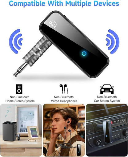 Bluetooth 5.4 Adapter 3.5mm Jack Aux Dongle, 2-in-1 Wireless Transmitter Receiver for Car,TV Audio,Headphones,Speakers,Projector.