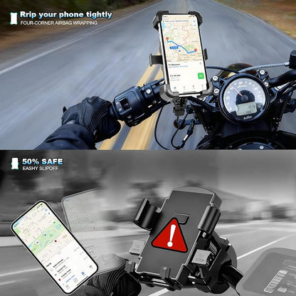 Bike Phone Mount Holder, Motorcycle Phone Mount, 3rd-Gen Anti Vibration for Scooter, E-Bicycle, Durable Phone Holder Handlebar[1s Release] Suitable for Smartphones 4.7-7.1",