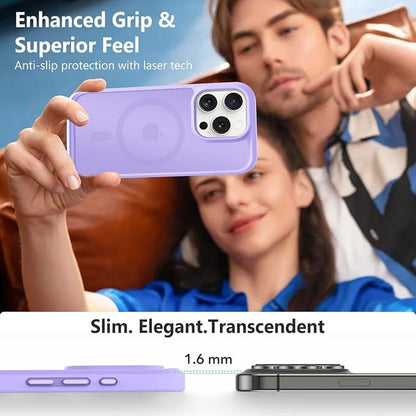 MOCCA Strong Magnetic for iPhone 15 Pro Case, [Compatible with Magsafe][13FT Military Drop Protection] Slim Translucent Matte Shockproof Case for iPhone 15 Pro Phone Case 6.1'', Light Purple