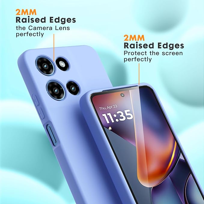 for Motorola Moto G 2025 Case, 2 Pack Tempered Glass Screen Protectors, Soft TPU Liquid Silicone Shockproof Gel Case-Purple