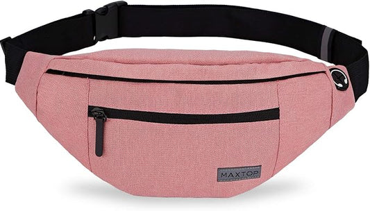 MAXTOP Large Crossbody Fanny Pack with 4-Zipper Pockets,Gifts for Enjoy Sports Festival Workout Traveling Running Casual Hands-Free Wallets Waist Pack Phone Bag Carrying All Phones