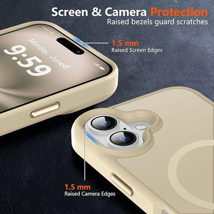 MOCCA Strong Magnetic for iPhone 16 Case, [Compatible with Magsafe][16FT Mil-Grade Drop Protection] Slim Thin Translucent Matte Protective Cover Case for iPhone 16 Phone Case 6.1", Light Gold
