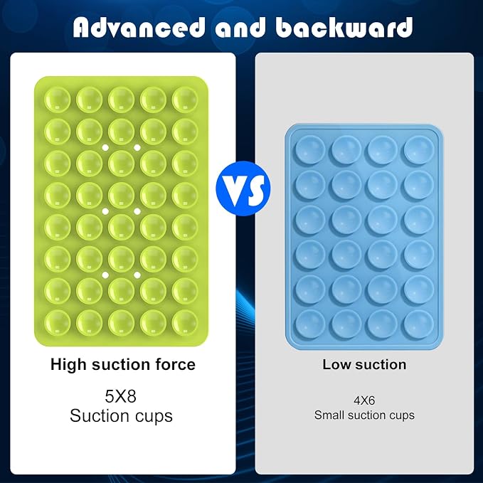 Double Sided Silicone Suction Phone Holder Mount, Silicon Accessory for iPhone and Android, Hands-Free Mirror Shower Phone Holder, TikTok Videos and Selfies (Combo D)