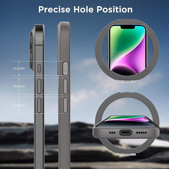 CACOE Magnetic Case for iPhone 13/14 6.1 inch with 360 Rotatable Ring Stand, Compatible with MagSafe Car Phone Mount, Cases Cover Phone Holder for Desk Meeting/Videos