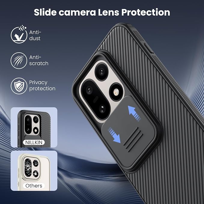 Nillkin for OnePlus 15 Case with Slide Camera Cover, Full Camera Protection, Thin Slim Fit, Shockproof Protective, Camera Lens Protector, Phone Case for OnePlus 15 5G - Black