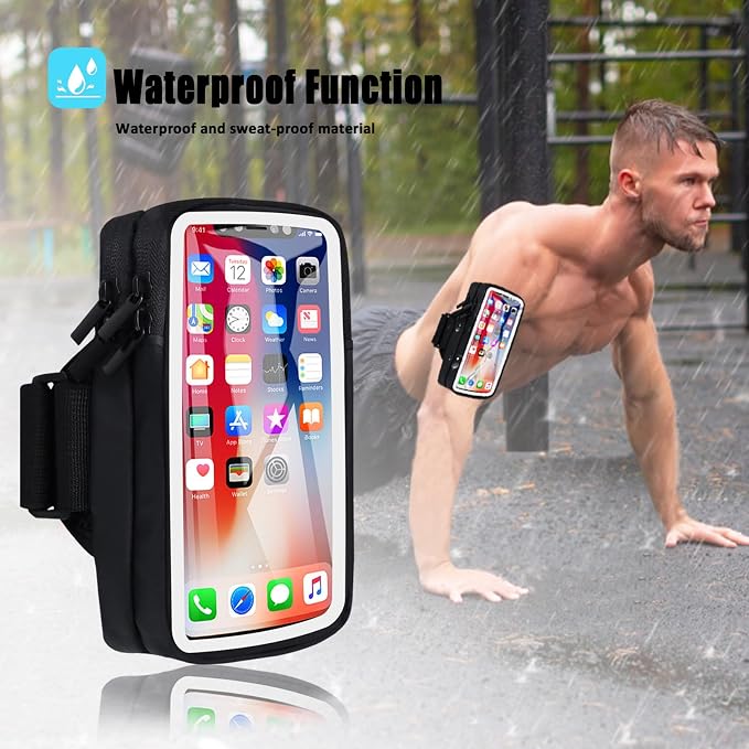 Phone Holder for Running Armband Cell Phone Holder iPhone 17 16 16e 15 14 13 12 11 Pro Max Xs Xr X Plus Mini Galaxy Ultra S26 Note, Sports Arm Bag Bands Fit Exercise Gym Workout Runner Hiking