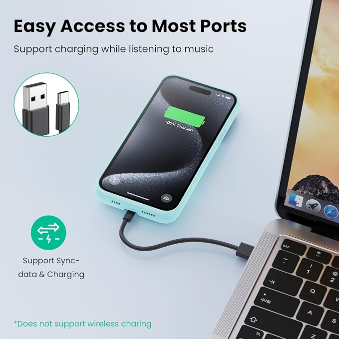Battery Case for iPhone 15Pro Max, Upgrade 8600mah Portable Slim Battery Charging Case, 15W Fast Charging Rechargeable Protective Extended Charger Cover for iPhone 15 Pro Max (6.7 inch)-Green