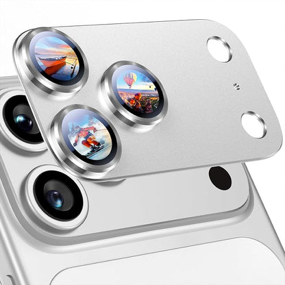 Uyiton Compatible with iPhone 17 Pro Max Camera Lens Protector - [Not Easy to Break][Strong Adsorption][Case-Friendly] Metal Tempered Glass Rear Camera Screen Cover - Silver