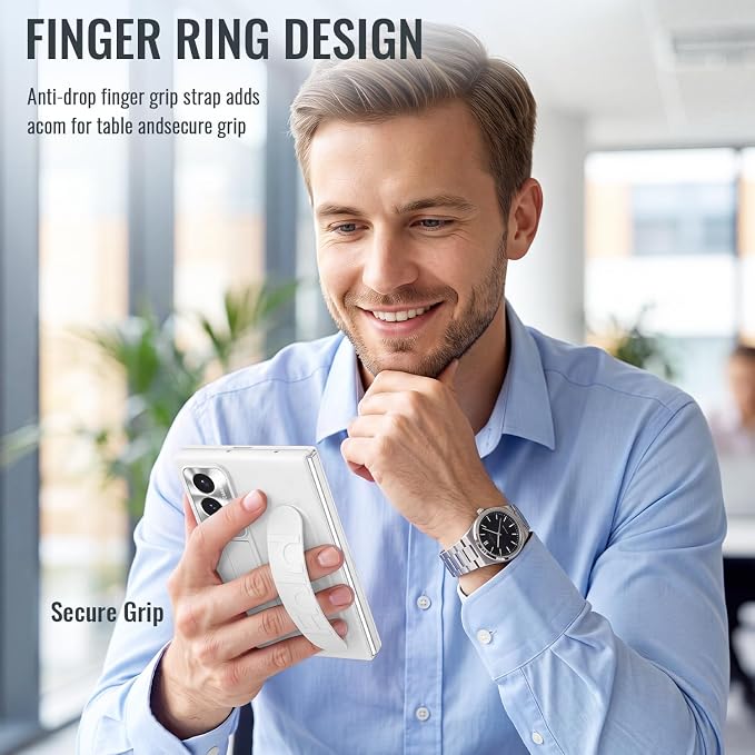 for Samsung Galaxy Z Fold 8 Case with Wristband Stand, Built-in Screen & Lens Protection Shockproof Full Body Drop Fall Protection.(White)