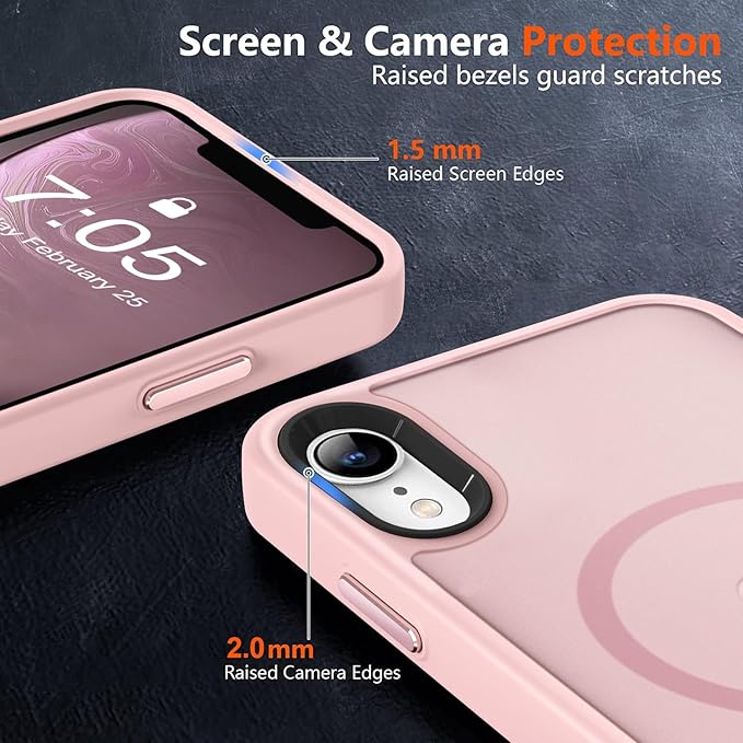 MOCCA Strong Magnetic for iPhone XR Phone Case, [Compatible with Magsafe][Mil-Grade Drop Protection] Slim Thin Translucent Matte Protective Cover Case for iPhone XR Case 6.1'', Pink