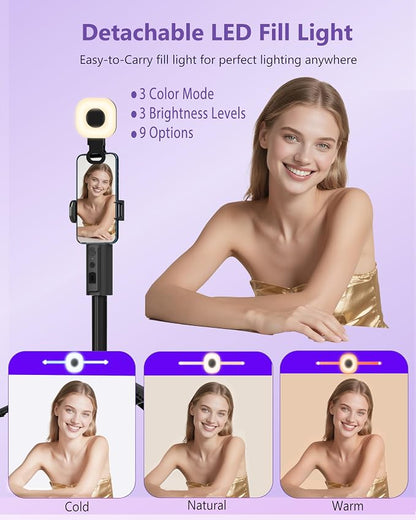 Auto Face Tracking Tripod 360 Rotation with Light, Phone Tripod Stand with Remote Follow Your Movement, for Android Phone Selfie Stick for Content Creators Vlog (Black)