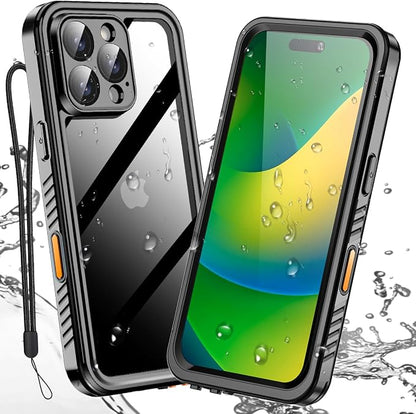 AICase for iPhone 16 Pro Case Waterproof, Clear Water Proof Built-in Screen Protector Shockproof Dustproof Snowproof Full Body Rugged Underwater Phone Case with Lanyard