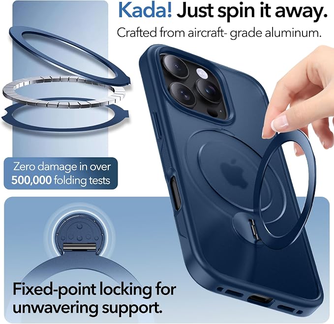 Anqrp 360° All-in-ONE Stand Case for iPhone 16 Pro Case with Rotatable Magnetic Kickstand Ring Holder, Compatible with MagSafe, MIL-Grade Shockproof iPhone 16 Pro Phone Case Cover 6.3 inch, Blue
