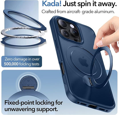 Anqrp 360° All-in-ONE Stand Case for iPhone 16 Pro Case with Rotatable Magnetic Kickstand Ring Holder, Compatible with MagSafe, MIL-Grade Shockproof iPhone 16 Pro Phone Case Cover 6.3 inch, Blue