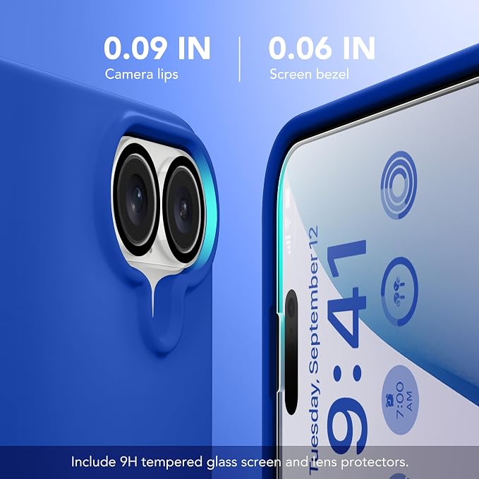 GONEZ Magnetic for iPhone 17 Case, Compatible with MagSafe, [Screen Protector + Camera Lens Protector], Liquid Silicone Anti-Scratch Shockproof Protective Phone Case 6.3 inch, Klein Blue