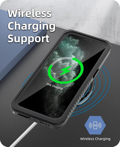 WIFORT for iPhone 11 Pro Waterproof Case - [Certified Water Proof & Military Protection] with [Built-in Screen Protector], Full Body Shockproof Phone Case Cover for iPhone 11 Pro 5.8" - Black