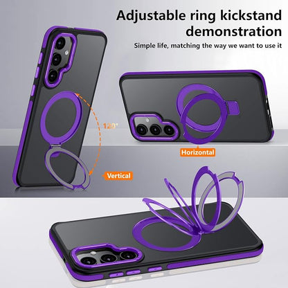 for Samsung Galaxy S24 Plus Case, Magnetic Adjustable Ring Stand [Fit for Magsafe], [Military-Grade Shockproof Protection] Phone Case with Kickstand&Ring Holder (Purple)