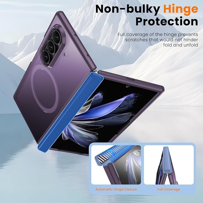WRJ Magnetic for Samsung Galaxy Z Fold 7/Fold 8 Ultra Case,Dark Purple | Fit for Magsafe,Buit-in Screen Protector,Full Hinge Protection,Military Grade Drop Protection,Slim Shockproof Phone Case