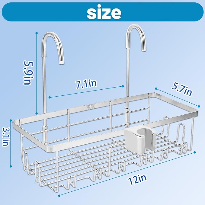 2-In-1hanging shower chair caddy : Holder Organizer Rustproof Shower Chair Accessories for tub bath room with arms chair storage basket shelf fit Seniors Elderly Disabled Patient Pregnant(Silver)