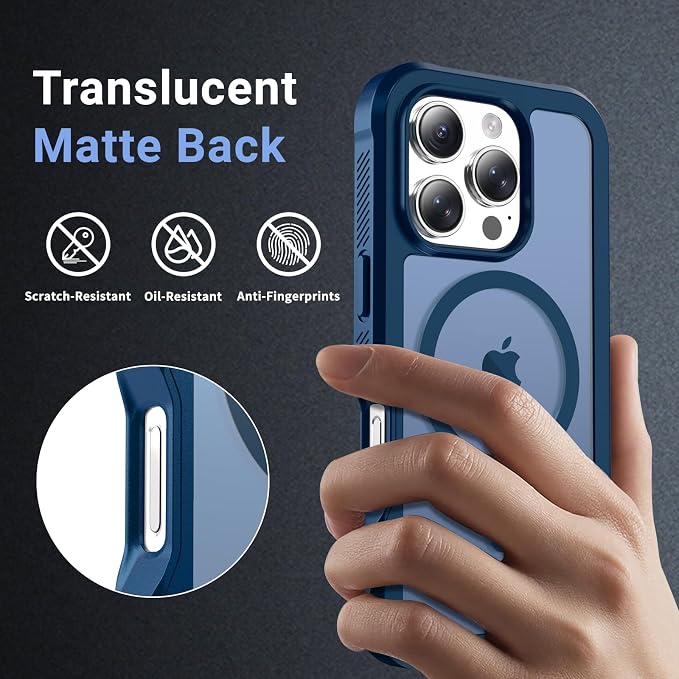 jaroco Magnetic for iPhone 16 Pro Case, [Compatible with MagSafe][Military Grade Drop Protection][Heavy Duty Protection][Non-Slip][Shockproof] 2-Layer Durable Bumper Phone Case 6.3''-Deep Blue