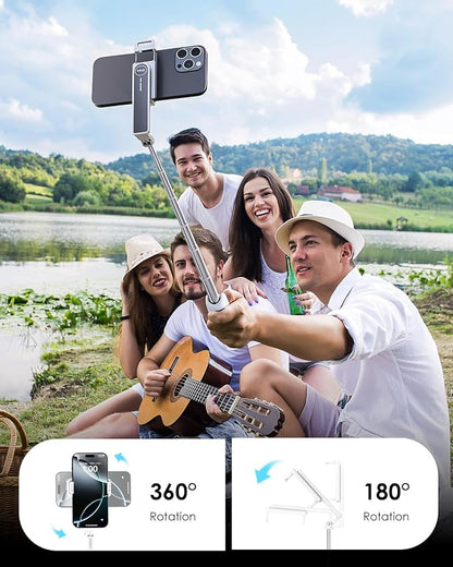 Viozon Aluminum Alloy Wireless Selfie Stick Tripod with Detachable Remote, Lightweight Extendable Phone Stand Compatible with 4–7" iPhone & Android Smartphones