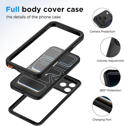 Lanenas for iPhone 17 Pro Max Case Waterproof Case with Built-in Screen Protector, Full Body Dustproof Shockproof Heavy Duty Tough Rugged Phone Protective Cover for iPhone 17 Pro Max 6.9inch Black