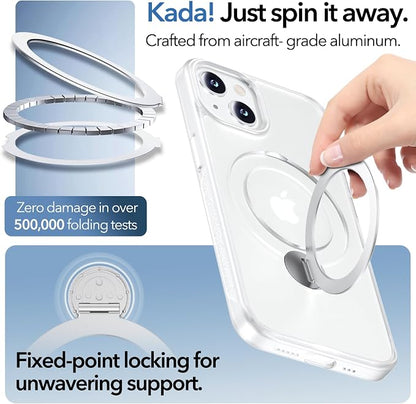 Anqrp 360° All-in-ONE Stand Case for iPhone 14/13 Case with Rotatable Magnetic Kickstand Ring Holder, Compatible with Mag-Safe, MIL-Grade Shockproof iPhone 14/13 Phone Case Cover, Mist Matte Clear