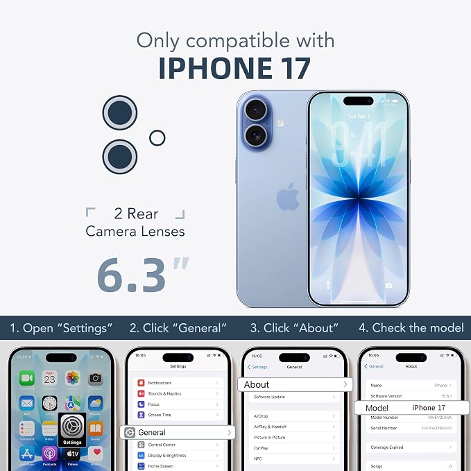 BERFY for iPhone 17 Case, Compatible with MagSafe, Built-in Privacy Screen Protector, Camera Protection, Shockproof Full Body Phone Case 6.3", Clear Light Blue