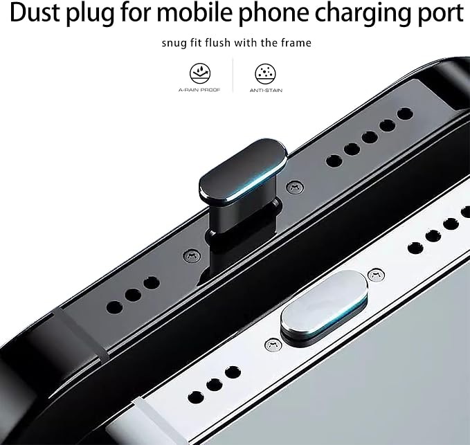 Mobile Phone Speaker Metal Dust Mesh, Charging Port dust Plug, Cleaning Brush Cleaning Tool Set for iPhone16 15 Series (USB C-Silver)