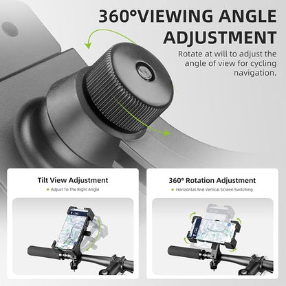 ROCKBROS Bike Phone Holder, Motorcycle Phone Mount, Anti-Shake Cell Phone Holder, 360° Adjustable for iPhone 16, 15 Pro Max/Plus, S9, S10 and More 4.7" to 7" Smartphones，Black