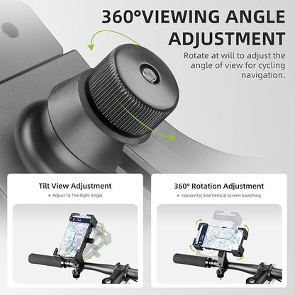 ROCKBROS Bike Phone Holder, Motorcycle Phone Mount, Anti-Shake Cell Phone Holder, 360° Adjustable for iPhone 16, 15 Pro Max/Plus, S9, S10 and More 4.7" to 7" Smartphones，Green
