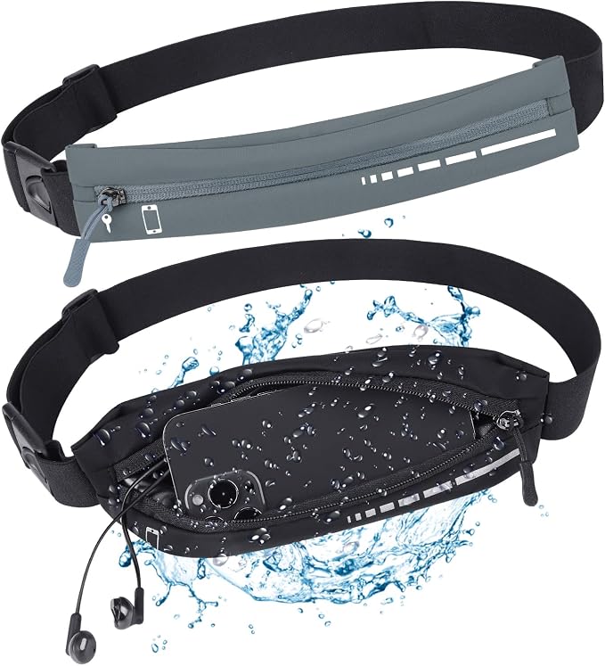 2 PCS Slim Running Belt Fanny Pack Running Phone Holder Runners Pouch Waist Pack for Workout Money Belt Running Gift Gear Accessories for Women Men Walking Hiking Cycling